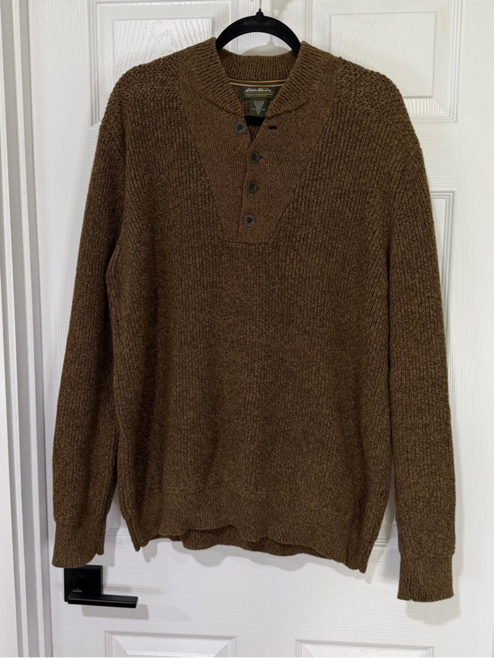 XLTall Eddie Bauer Brown V-Neck Henley Sweater